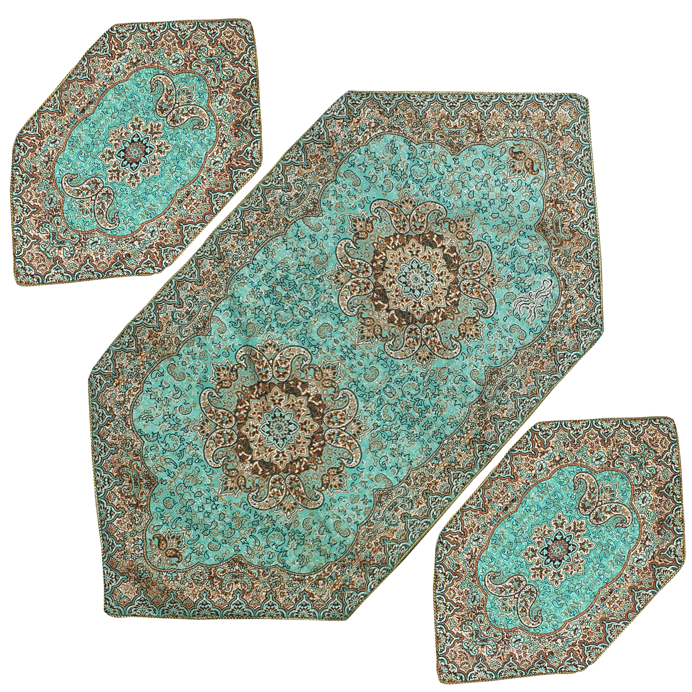 ست سه تکه رومیزی ترمه مدل نسترن کد SBW3-3