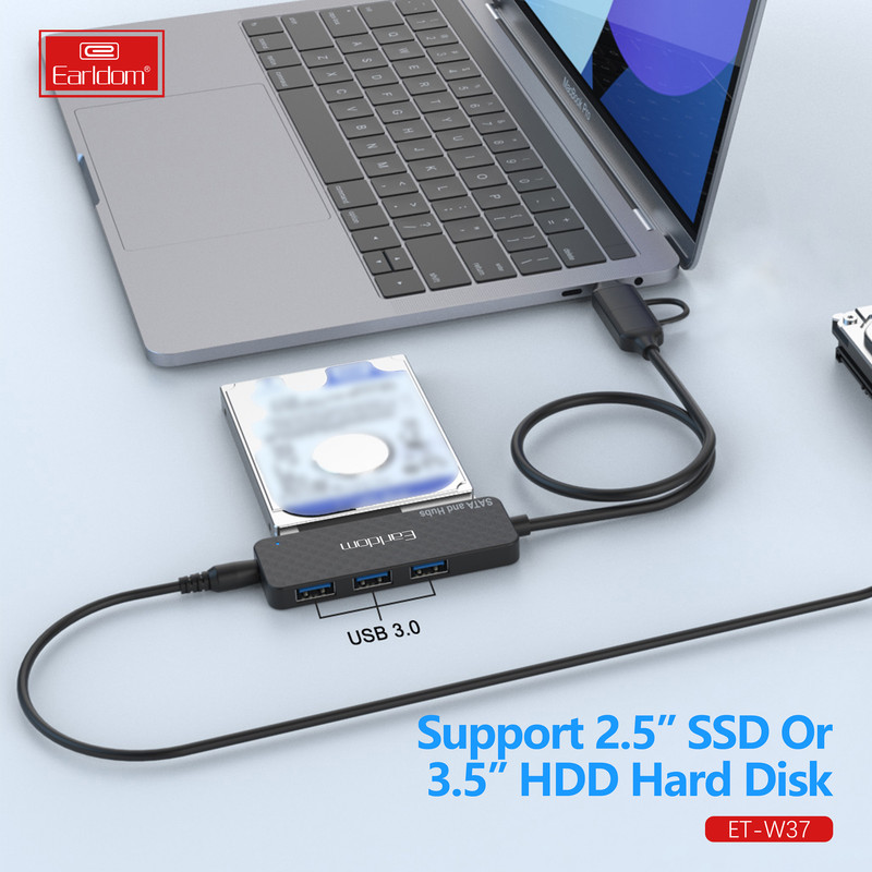 مبدل USB / USB-C به SATA / هاب USB3 ارلدام مدل W37