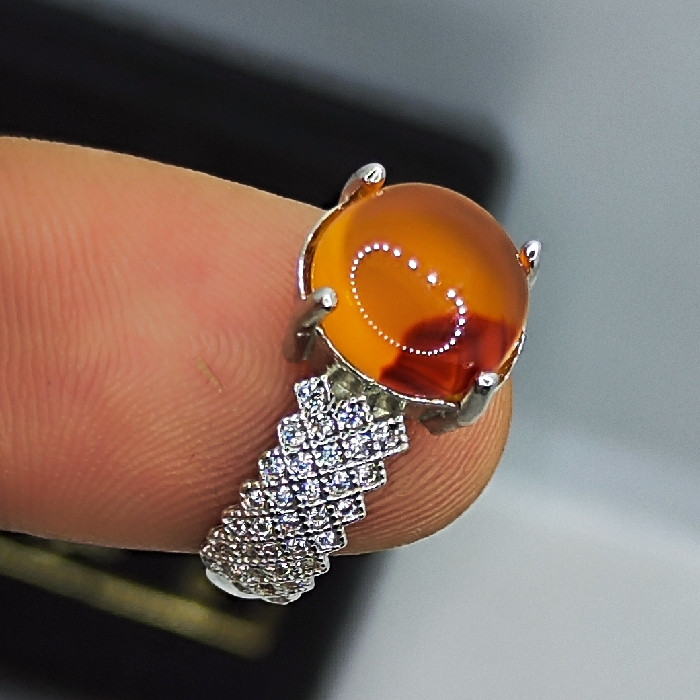 انگشتر نقره زنانه نقره جات بافندگان مدل عقیق یمانی کد 55