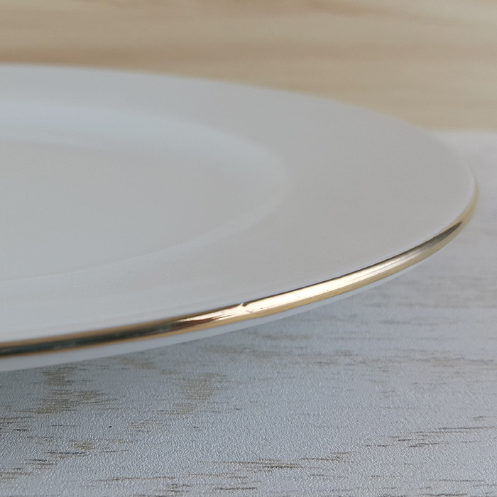 بشقاب غذاخوری شرکت صنایع چینی تقدیس مدل خط طلا کد 26 بسته 6 عددی