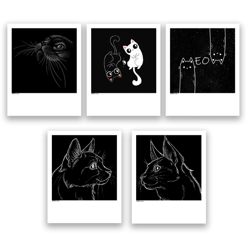 آویز تزیینی عرش مدل فانتزی گربه کد Asa468 مجموعه پنچ عددی