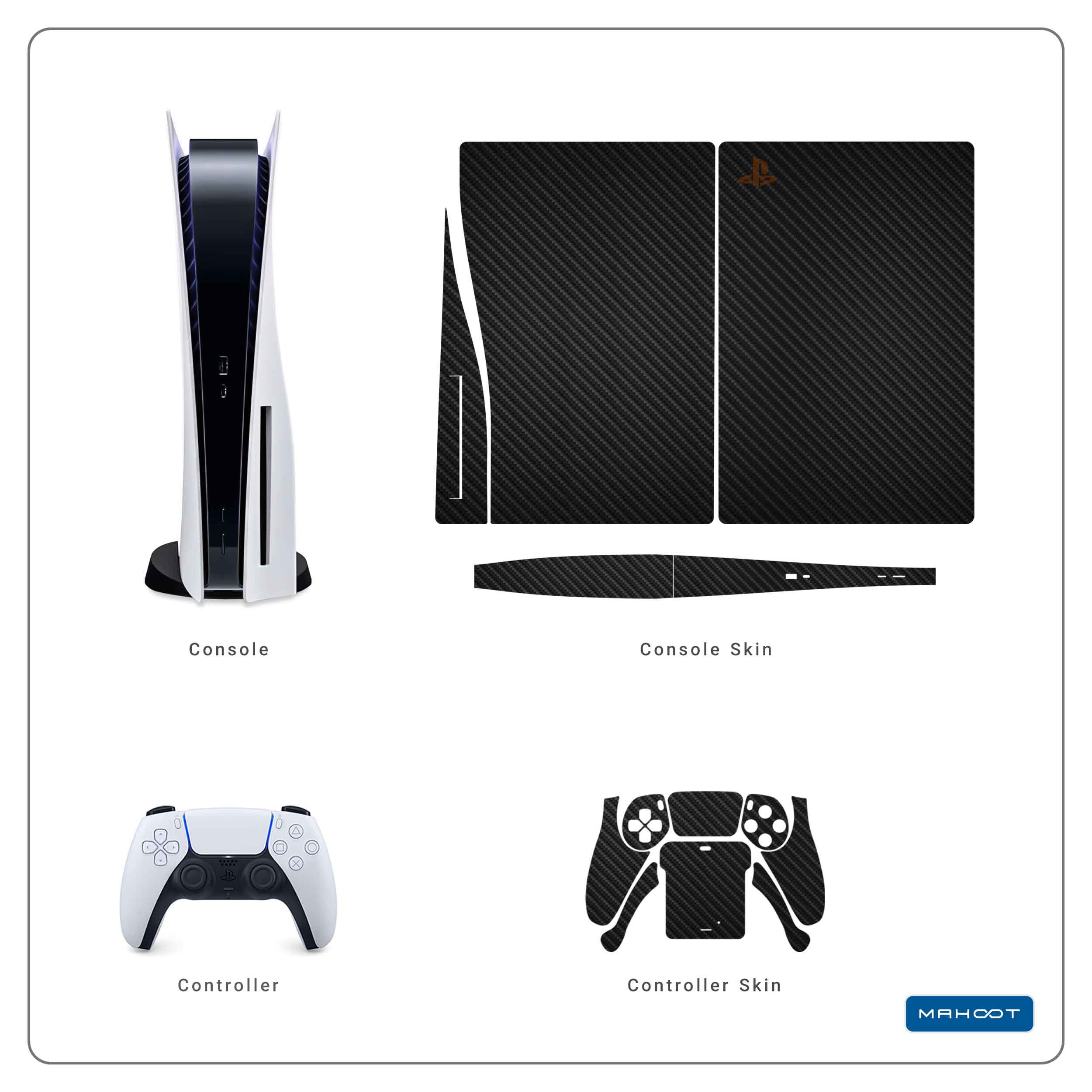 برچسب کنسول و دسته بازی PS5 ماهوت مدل Carbon Fiber