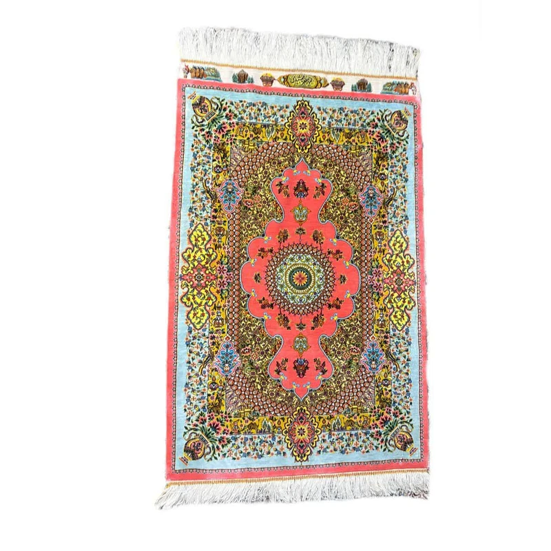 فرش دستبافت یک متری مدل تمام ابریشم طرح گلفرنگ کد Pink98b61-C1148 زمینه صورتی