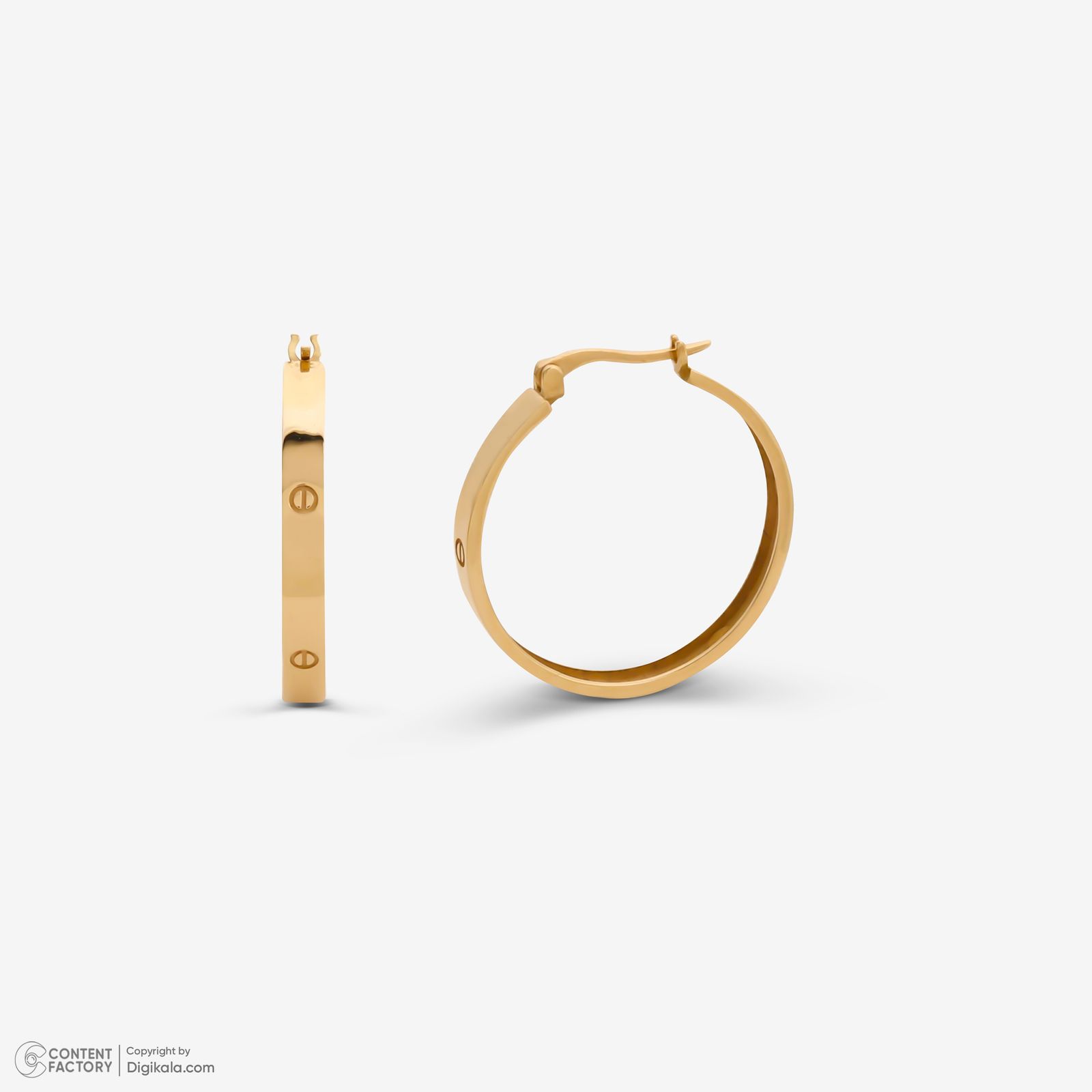 گوشواره حلقه‌ای طلا 18 عیار زنانه با طرح کارتیه لاو گلدم مدل E244001 -  - 2