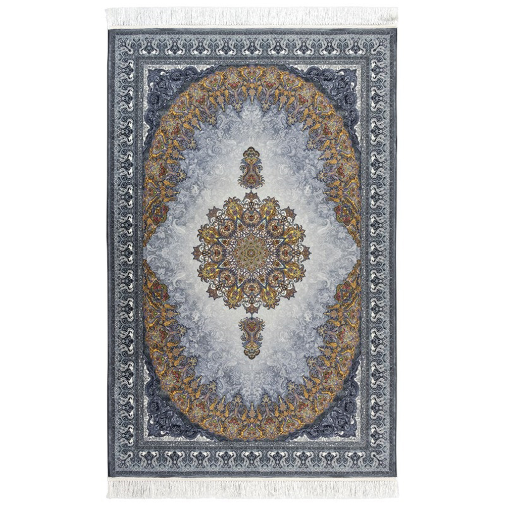 فرش ماشینی محتشم طرح روچک کد 400401 زمینه خاکستری