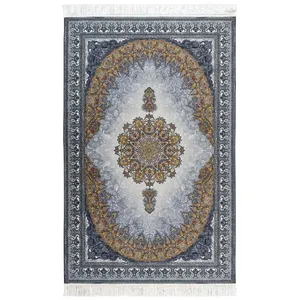 فرش ماشینی محتشم طرح روچک کد 400401 زمینه خاکستری