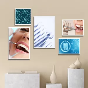 تابلو بکلیت طرح سلامت دندان و مطب دندانپزشکی مدل W-1319 مجموعه 5 عددی