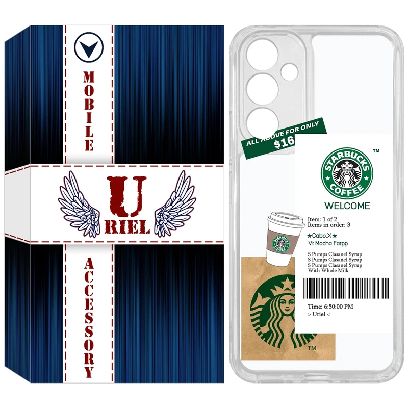 کاور یوریل مدل Clear کد 4 طرح استارباکس مناسب برای گوشی موبایل سامسونگ Galaxy A54