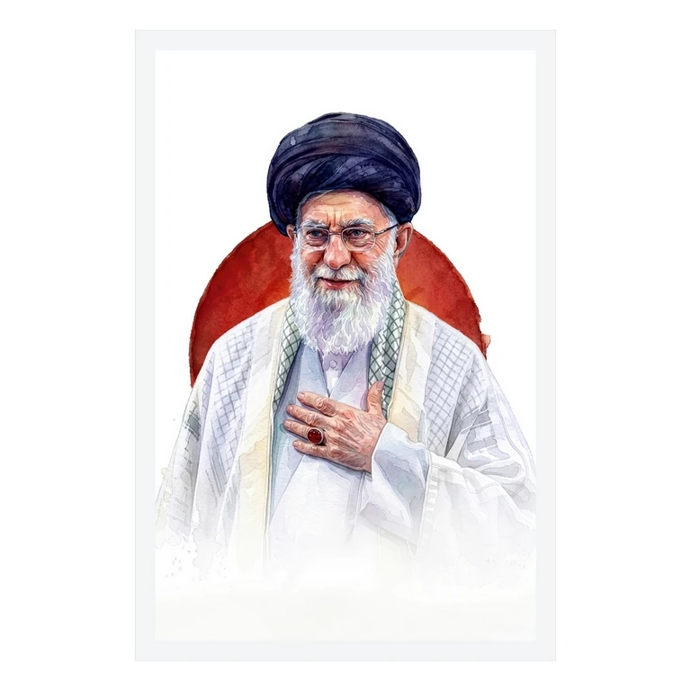 تابلو بکلیت طرح رهبر شهید انقلاب آیت الله سید علی خامنه ای مدل W-S10604 فریم سفید