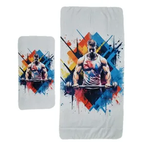 حوله ورزشی مدل آبرنگی بسته دو عددی