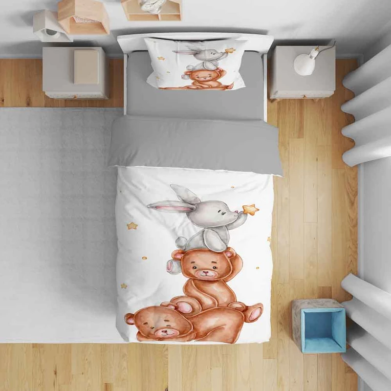 سرویس روتختی مدل خرگوشی و خرسی T5859 یک نفره 5 تکه