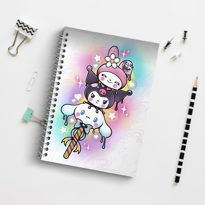 دفتر زبان 50 برگ خندالو مدل دو خط طرح کرومی (Kuromi) کد N4513