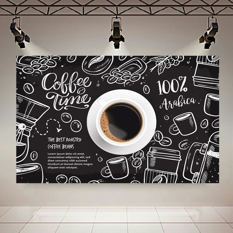 تابلو بوم طرح مخمل قهوه مدل Coffee Time 1 کد PD20150