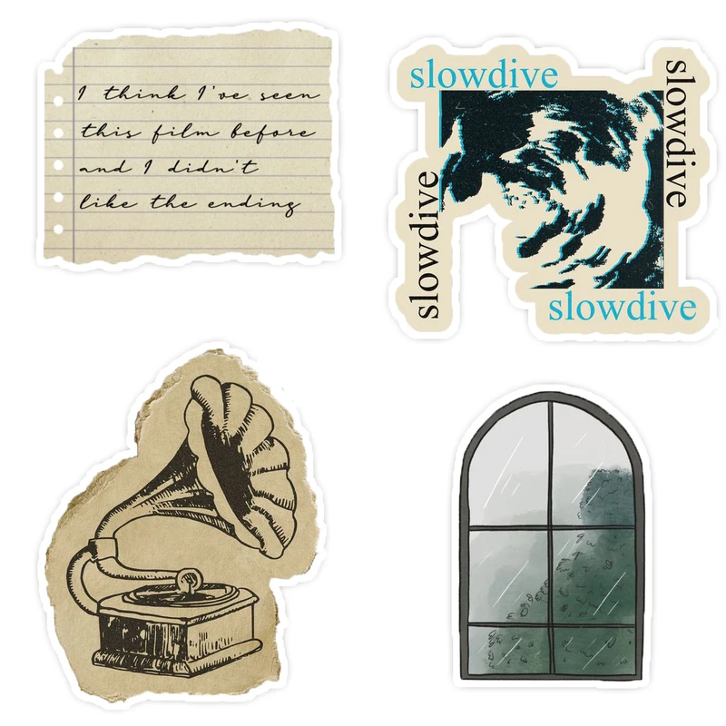 استیکر لپ تاپ و موبایل گوفی طرح مود نوستالژی کد 346 مجموعه 4 عددی 