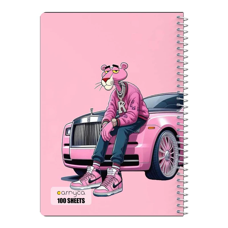 دفتر مشق 100 برگ سیمی کارنیکا طرح پلنگ صورتی pink panther کد 94075