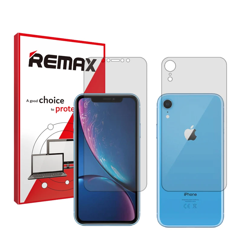 محافظ صفحه نمایش شفاف ریمکس مدل HyGEL مناسب برای گوشی موبایل اپل iPhone XR به همراه محافظ پشت گوشی
