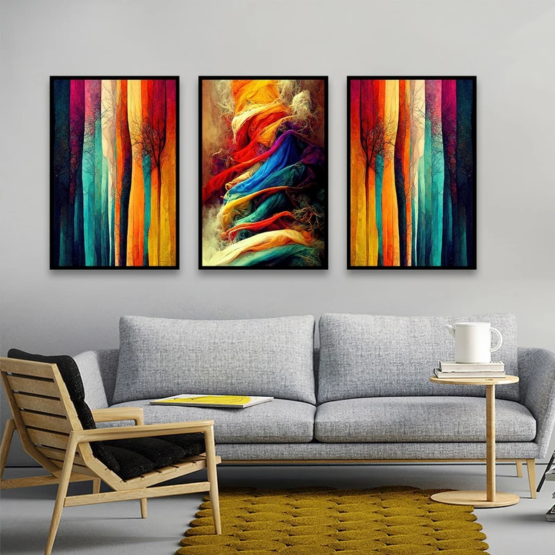 تابلو بکلیت طرح نقاشی مدرن مدل شاین اکلیلی B-726 مجموعه 3 عددی