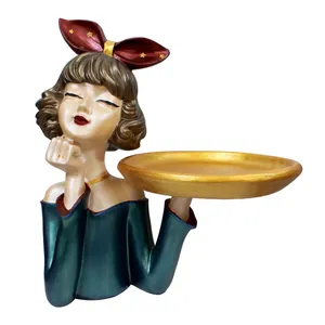 مجسمه مدل دختر سینی به دست پلی استر