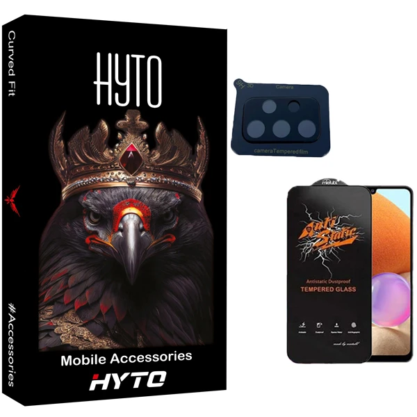 محافظ صفحه نمایش هیتو مدل Antistatic Glavers مناسب برای گوشی موبایل سامسونگ galaxy A32 به همراه محافظ لنز دوربین