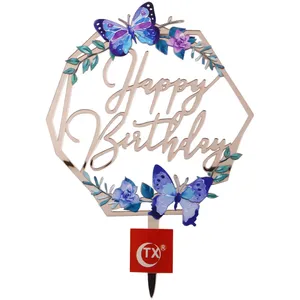 تاپر کیک تی ایکس مدل Happy Birthday طرح پروانه کد HBPB01