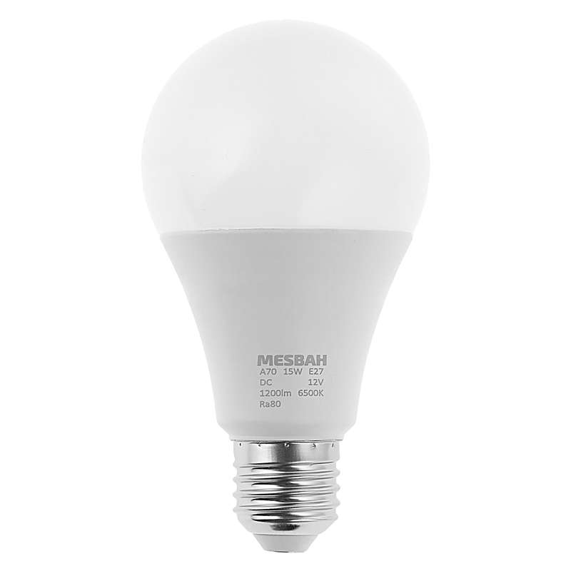 لامپ ال ای دی 12 ولت 15 وات مصباح مدل DC پایه معمولی E27 کد 12V-DC-A70-15W