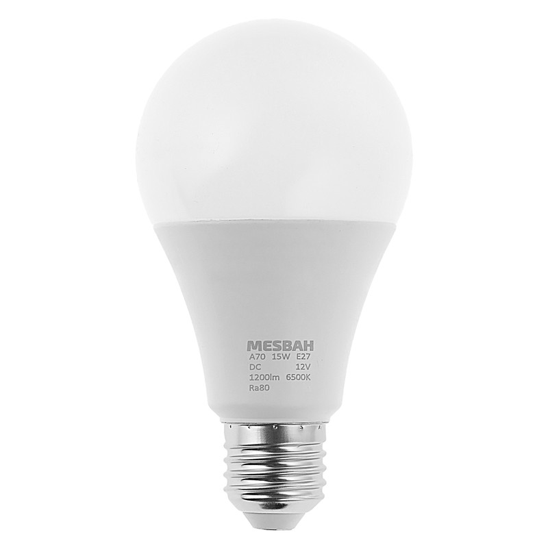لامپ ال ای دی 12 ولت 15 وات مصباح مدل DC پایه معمولی E27 کد 12V-DC-A70-15W