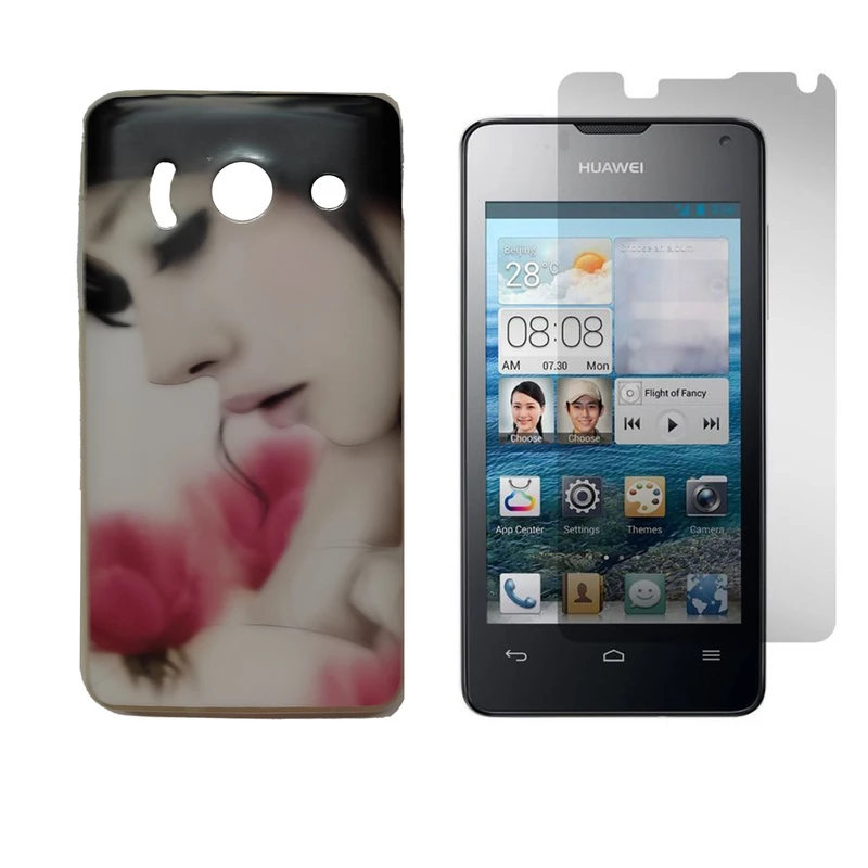 کاور طرح دختر کد 07 مناسب برای گوشی موبایل هوآوی Ascend Y300 به همراه محافظ صفحه نمایش