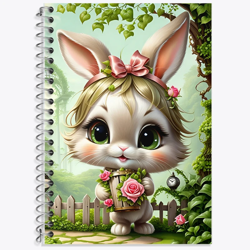 دفتر زبان 50 برگ خندالو مدل سه خط طرح خرگوش کیوت کد F6740