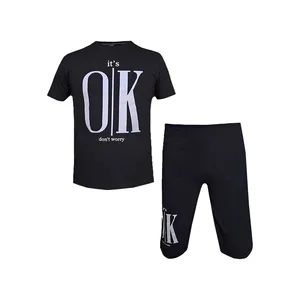 ست تیشرت و شلوارک مردانه طرح OK کد 1563 رنگ مشکی