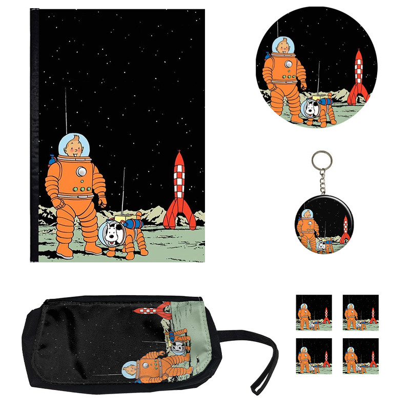 بسته لوازم تحریر مدل تن تن فضانورد فانتزی کد 1 مجموعه 8 عددی