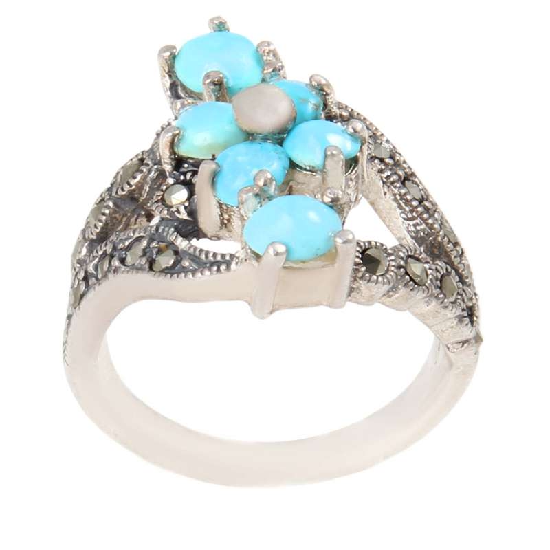 انگشتر نقره زنانه بازرگانی میلادی مدل سنگ فیروزه نیشابور کد AW_522