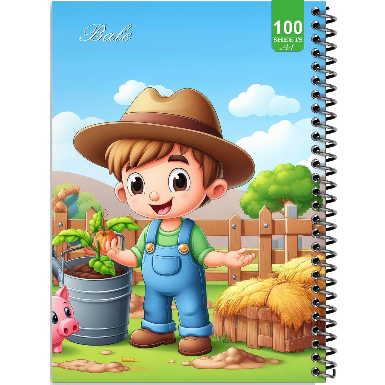 دفتر نقاشی 100 برگ بله طرح فانتزی پسرانه مزرعه کد A4-N491