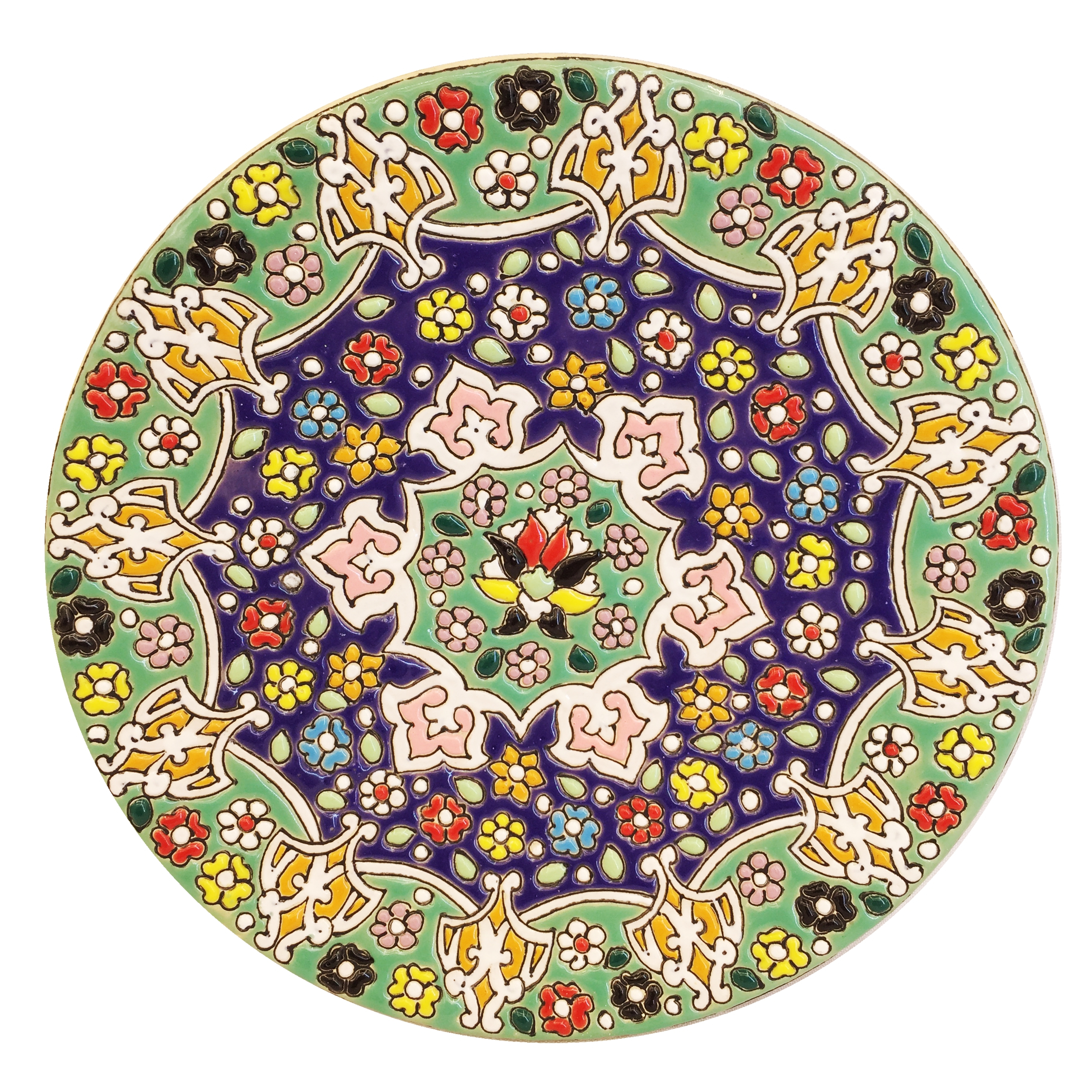 بشقاب میناکاری سفالی زمانیان کد ZMN15056