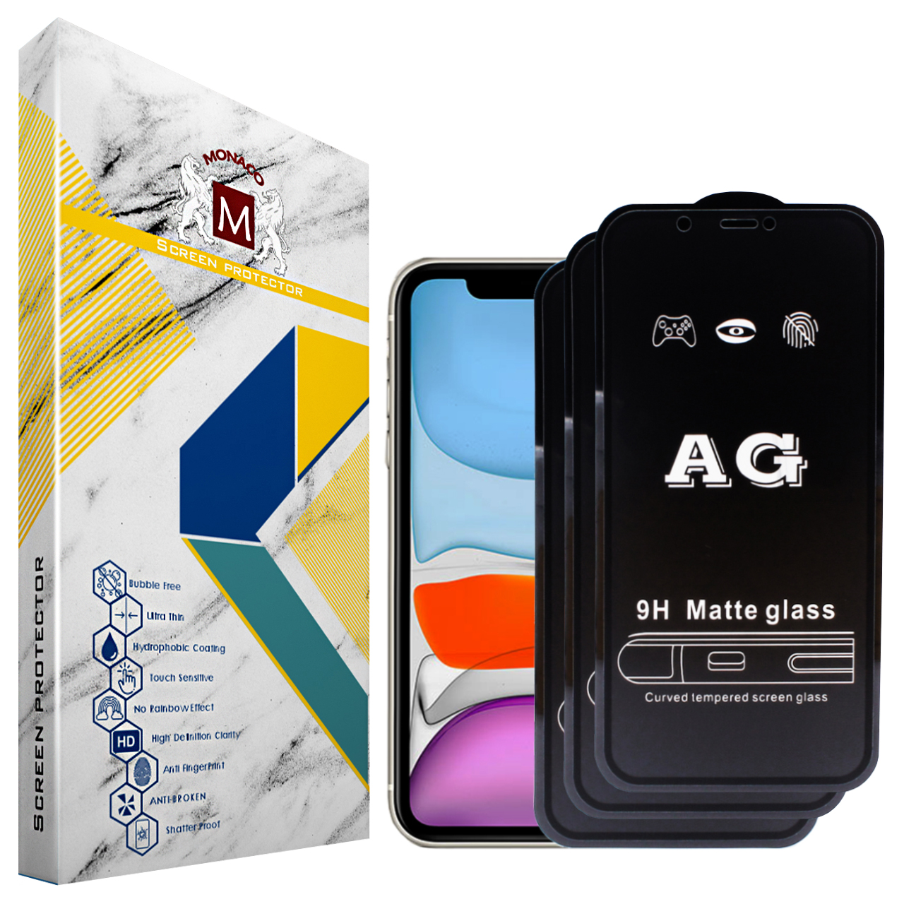 محافظ صفحه نمایش مات موناکو کد TM004 مناسب برای گوشی موبایل اپل iPhone 11 بسته سه عددی