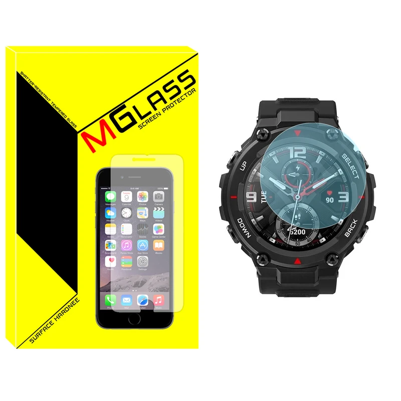 محافظ صفحه نمایش شیشه‌ای ام‌گلس مدل Glass-MG مناسب برای ساعت هوشمند امیزفیت T-Rex pro