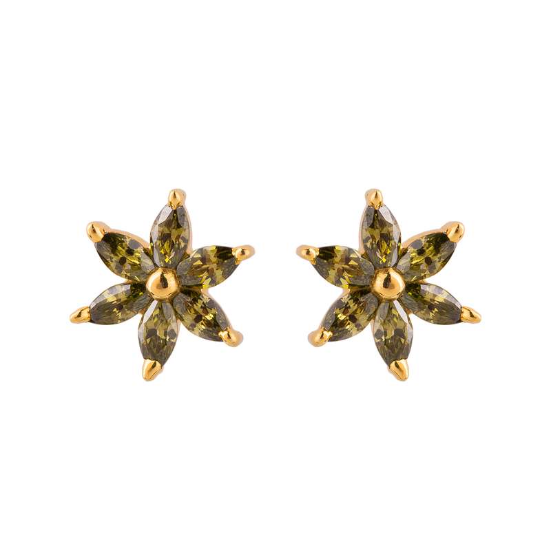 گوشواره طلا 18 عیار زنانه کاکامی مدل گل زیتونی کد 190