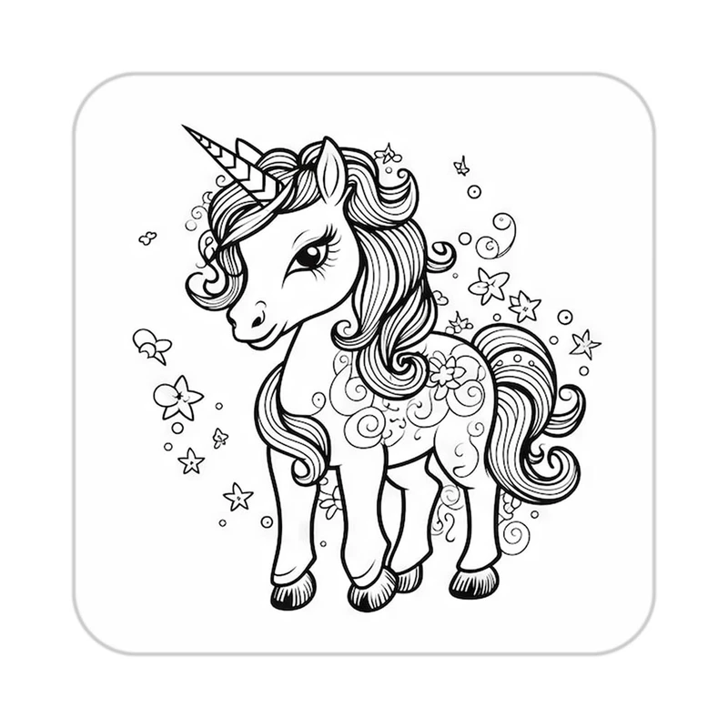 زیر لیوانی کاکتی طرح اسب تک شاخ و یونیکورن مدل mp32029