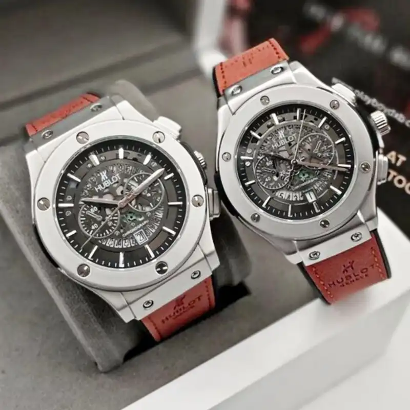 ست ساعت مچی عقربه ای  زنانه و مردانه  مدل اسکلتون بیگ بنگ Tg02