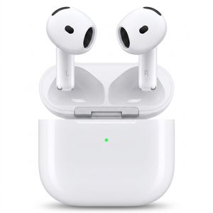 هدفون بلوتوثی اپل مدل AirPods 4 دارای نویز کنسلینگ، درگاه شارژ USB-Type-C و شارژ بی سیم، با قابلیت اتصال به چند دستگاه، پشتیبانی از فرمان لمسی و دستیار صوتی، نشانگر LED، مقاوم در برابر پاشش آب و گرد و غبار
