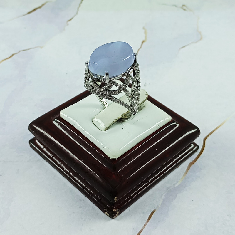 انگشتر نقره زنانه سلین کالا مدل عقیقکبود یمنی سوسنی کد 5