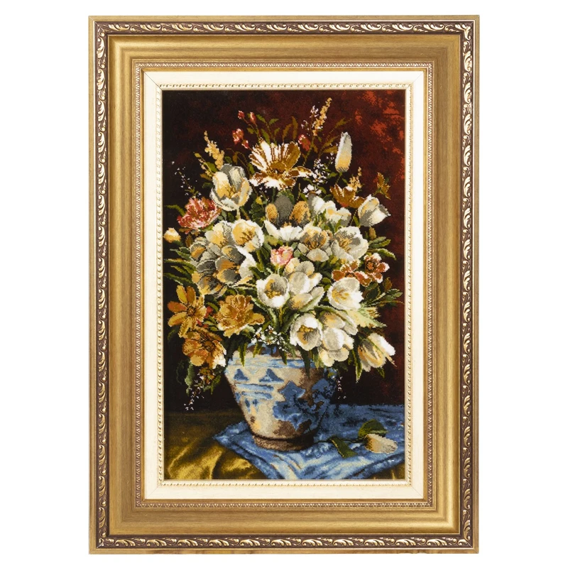 تابلو فرش دستباف سی پرشیا طرح گل در گلدان کد 904226