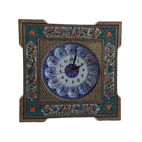 ساعت دیواری خاتم کاری مدل چهار گوش کد 129   