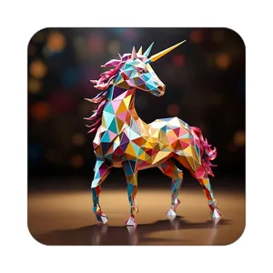 زیر لیوانی کاکتی طرح اسب تک شاخ و یونیکورن مدل mp28919