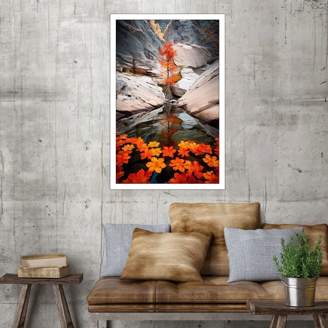 تابلو نوری بکلیت طرح منظره طبیعت و برگ پاییزی مدل W-MID-18273