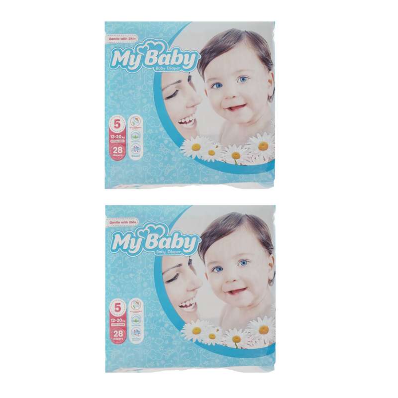 پوشک کودک مای بیبی مدل Max Care سایز 5 دو بسته 28 عددی