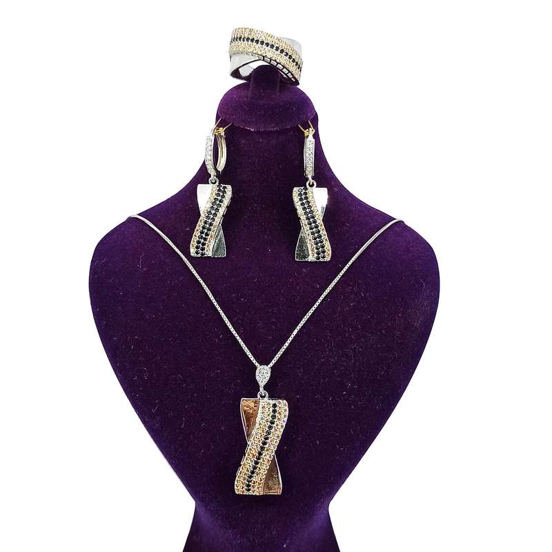 نیم ست نقره زنانه سلین کالا مدل برلیان ce-As214