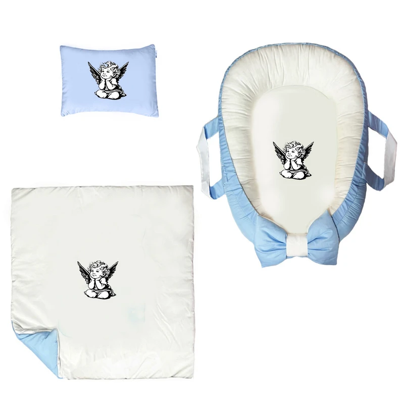 سرویس خواب سه تکه نوزاد ناریکو مدل گارد محافظ دار طرح فرشته کد 0385