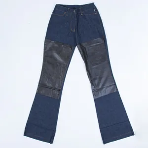 شلوار جین زنانه مدل تیکه دوزی چرم