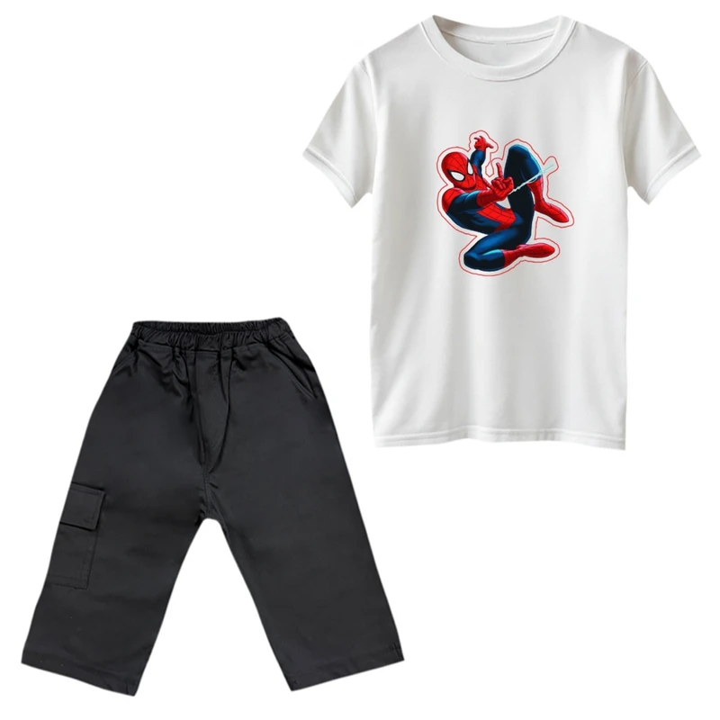 ست تی‌شرت و شلوارک پسرانه مدل مردعنکبوتی