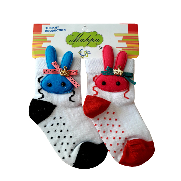جوراب دخترانه مهپا مدل عروسکی مجموعه 2 عددی